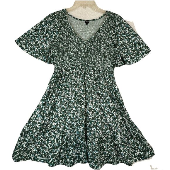 Ueal Women floral Smocked Midi Dress L Boho Paesant Fairy Festival Cottagecore - Picture 2 of 12